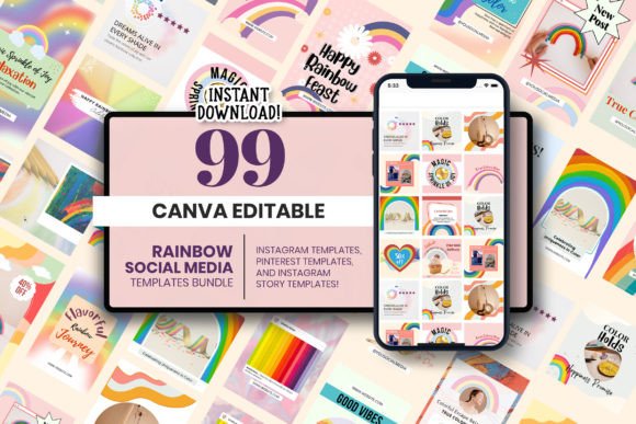 Download Rainbow Social Media Canva Template - Rainbow social media Collection