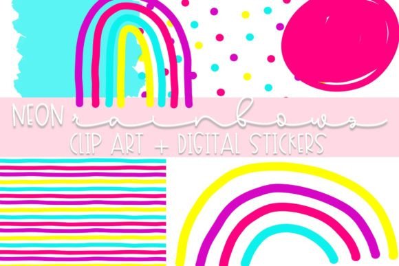 Download Neon Rainbows Digital Stickers - Premium Resources